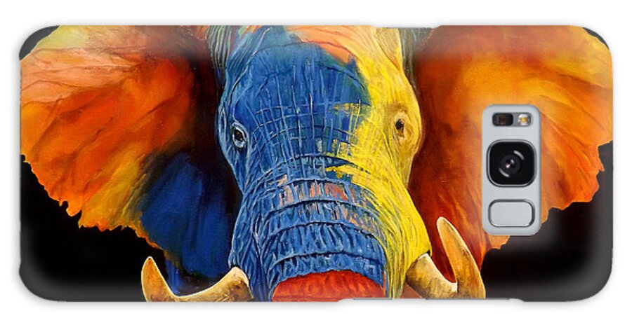 Painted Elephant Galaxy Case featuring the painting Painted Elephant by Barry BLAKE