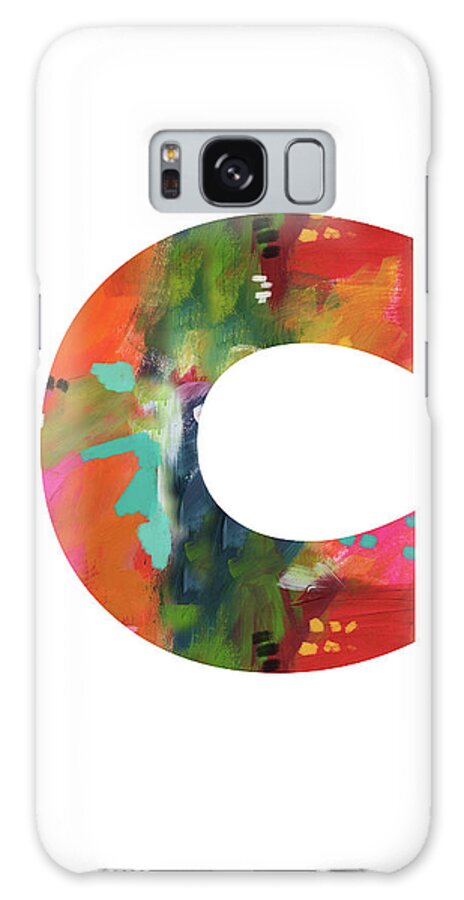 C Galaxy Case featuring the mixed media Painted Letter C-Monogram Art by Linda Woods by Linda Woods