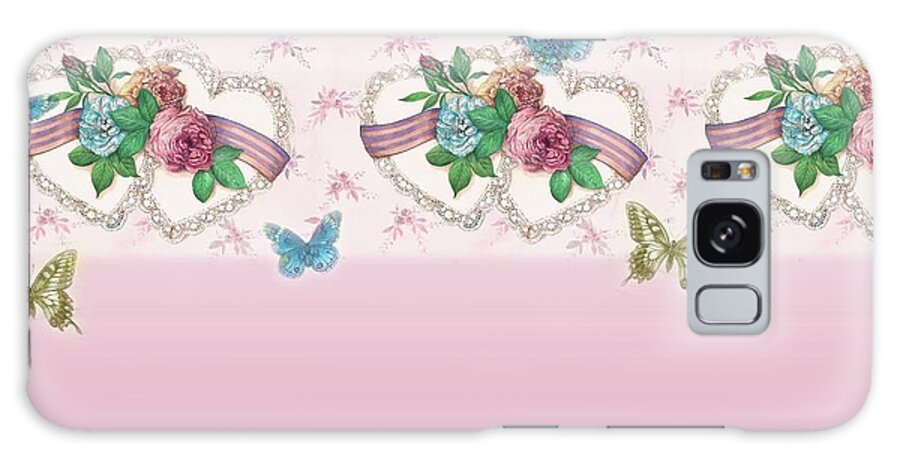Valentine Designs Galaxy Case featuring the painting Painted Roses with Hearts by Judith Cheng