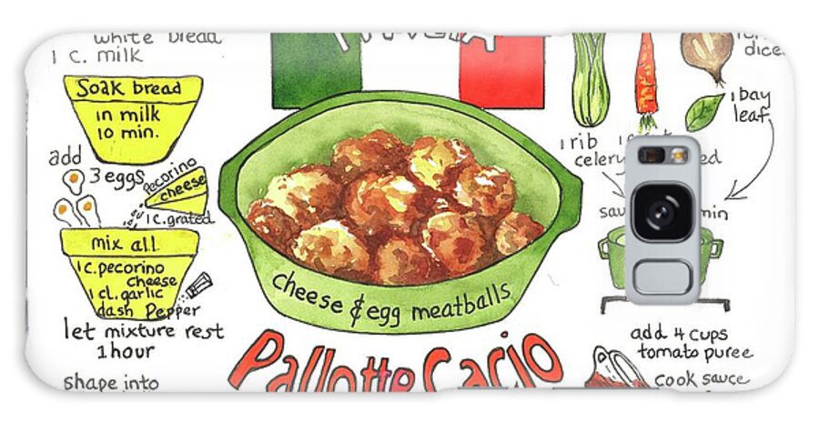 Meatballs Galaxy Case featuring the painting Pallotte Cacio by Diane Fujimoto