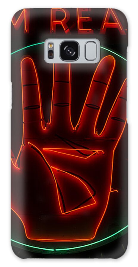 Palm Reader Galaxy Case featuring the photograph Palm Reader Neon Sign by Mindy Sommers