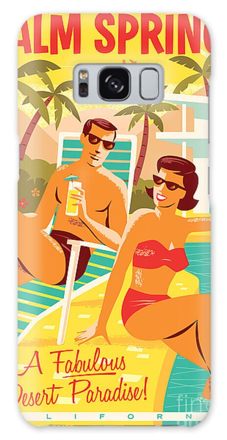 Pop Art Galaxy Case featuring the digital art Palm Springs Poster - Retro Travel by Jim Zahniser