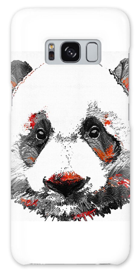 Panda Galaxy Case featuring the painting Panda Bear Art - Black White Red - By Sharon Cummings by Sharon Cummings