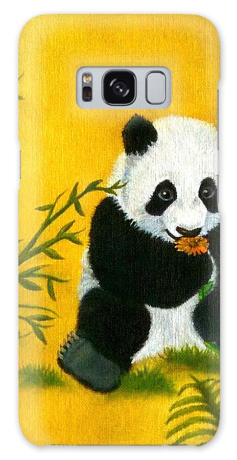 Panda Galaxy Case featuring the painting Panda Power by Dr Pat Gehr