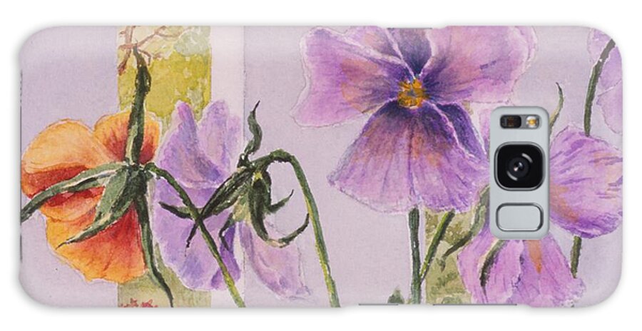 Florals Galaxy Case featuring the painting Pansies on my Porch by Mary Ellen Mueller Legault