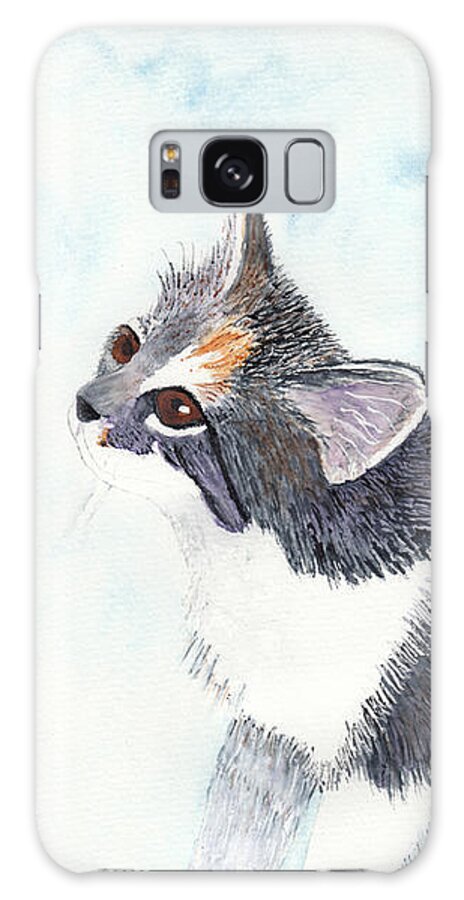 Cat Galaxy S8 Case featuring the painting Calico Barn Cat Watercolor by Conni Schaftenaar