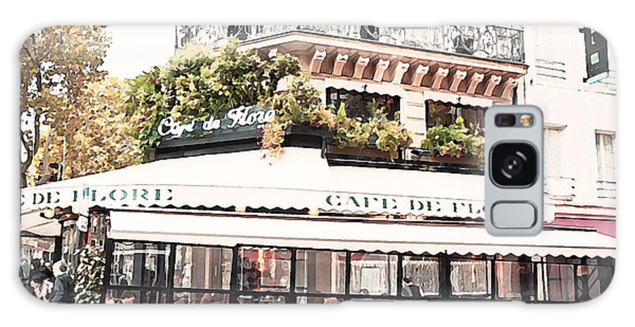 Cafe De Flore Famous Landmark Galaxy Case featuring the photograph Paris Cafe De Flore Famous Landmark - Paris Street Cafe Restaurant by Kathy Fornal