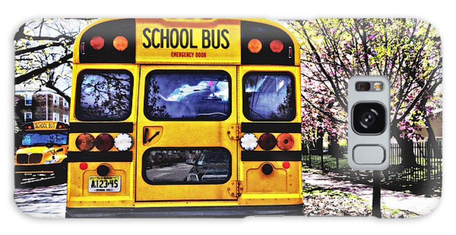 Bus Galaxy Case featuring the photograph Parked School Buses in Spring by Susan Savad