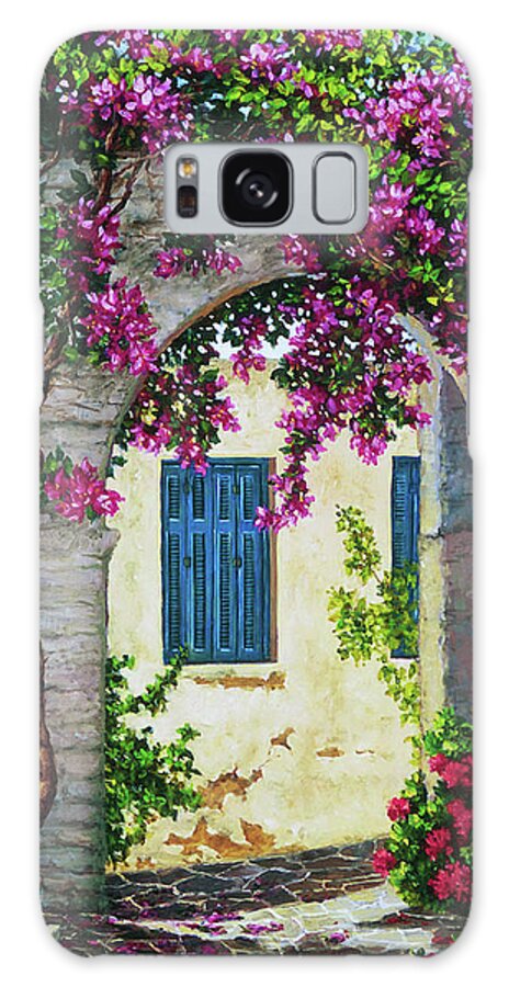 Paros Galaxy Case featuring the painting Garden Path in Paros, Greece by Marie Witte