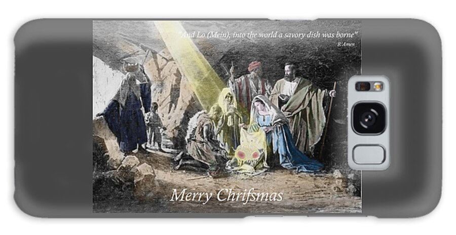 Richard Reeve Galaxy Case featuring the mixed media Pastafarian Merry Chrifsmas Scene by Richard Reeve