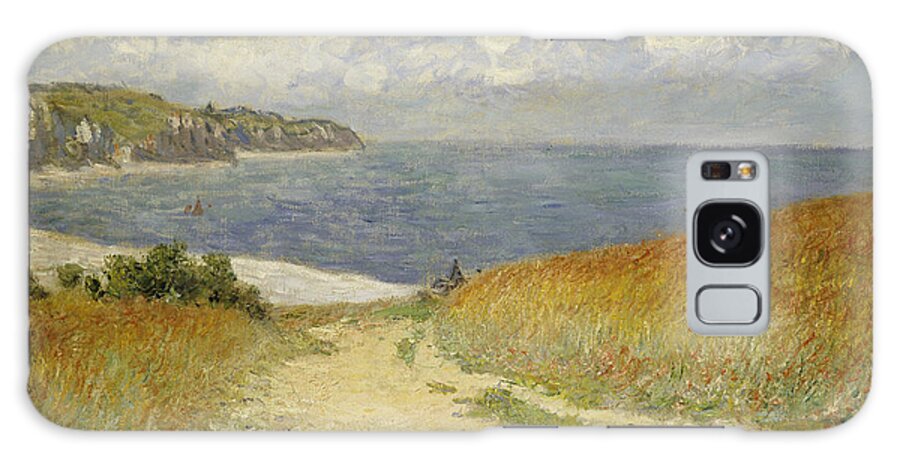 Path In The Wheat At Pourville Galaxy Case featuring the painting Path in the Wheat at Pourville by Claude Monet