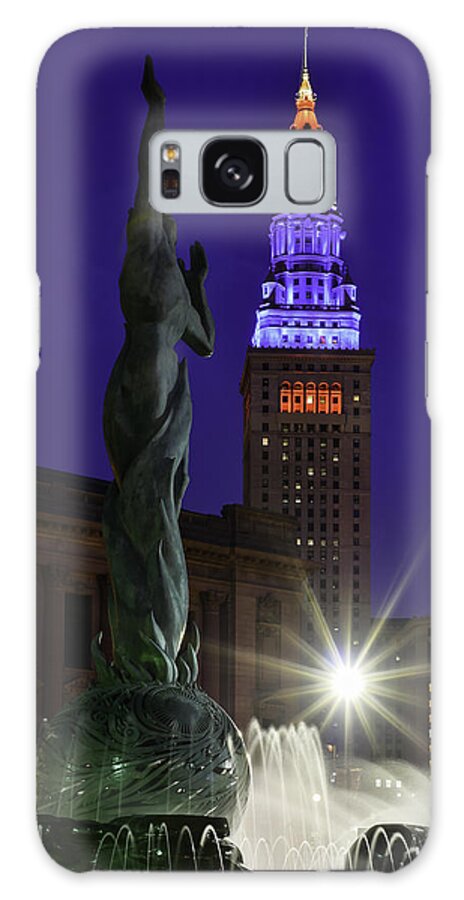 Cleveland Galaxy Case featuring the photograph Patriotic Cleveland Fountain by Clint Buhler