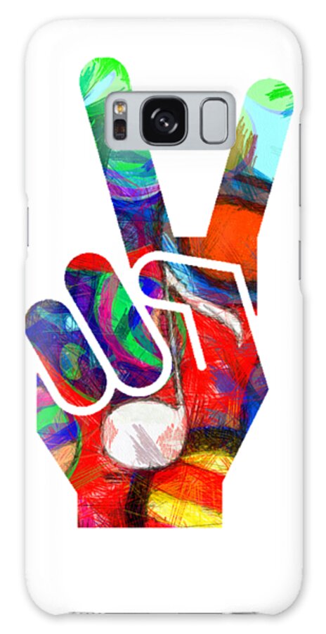 Abstract Galaxy S8 Case featuring the digital art Peace Hippy Paint Hand Sign by Edward Fielding
