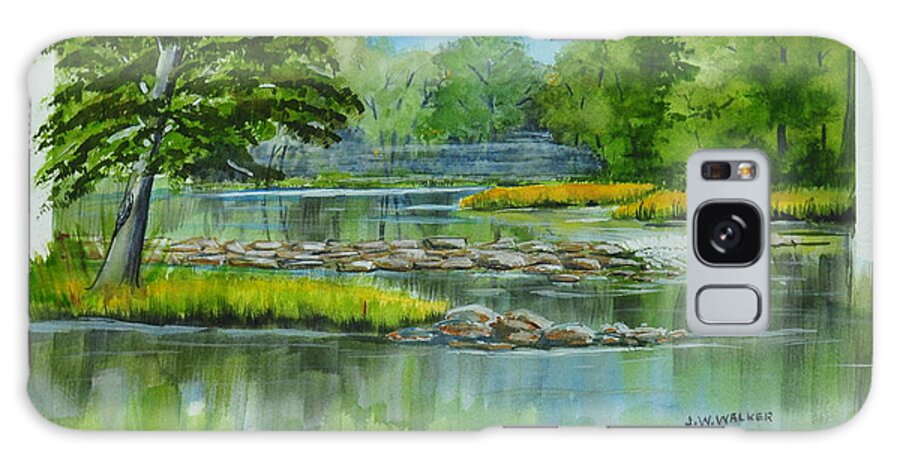 River Galaxy Case featuring the painting Peaceful River by John W Walker
