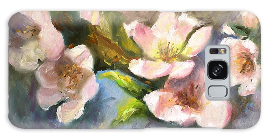 Peach Blossoms Galaxy Case featuring the painting Peach Blossoms by Melissa Herrin