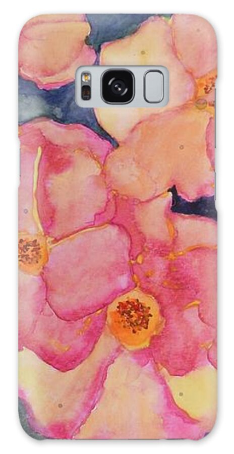  Galaxy Case featuring the painting Peach Drift Roses by Barrie Stark