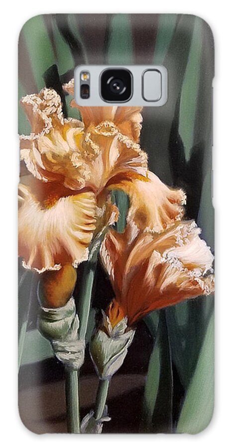 Oil Galaxy Case featuring the painting Peach Iris by Linda Merchant