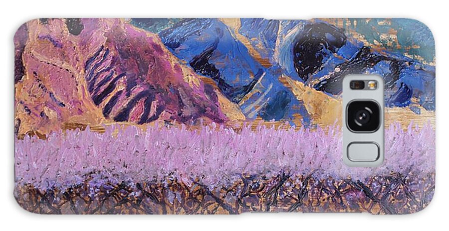 Mountain Galaxy Case featuring the painting Peach Orchard Canigou by Vera Smith