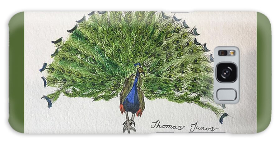 Peacock Galaxy Case featuring the painting Peacock by Thomas Janos