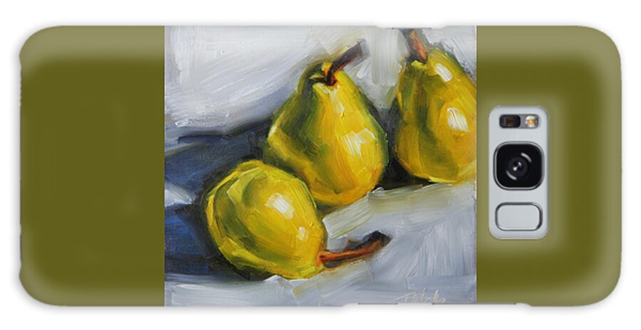 Pears Galaxy Case featuring the painting Pear Trio by Tracy Male