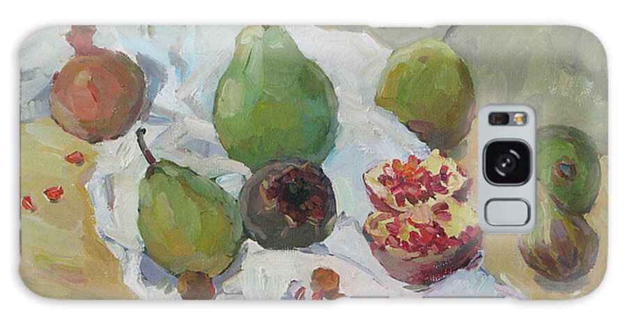 Nature Galaxy Case featuring the painting Pears Figs and Young Pomegranates by Juliya Zhukova