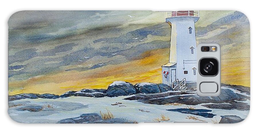 Peggy's Cove Lighthouse Galaxy Case featuring the painting Peggy's Cove Lighthouse by Raymond Edmonds