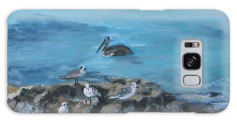 Pelican Galaxy Case featuring the painting Pelican Patrol by Paula Pagliughi