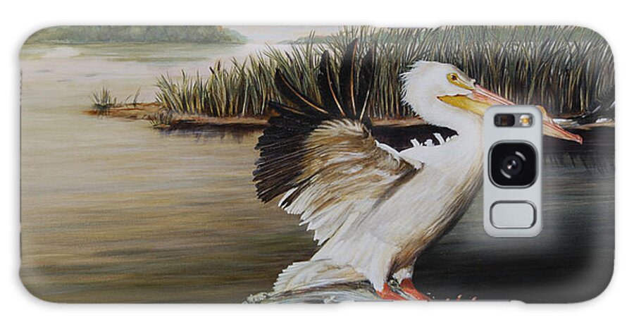 Pelican Galaxy Case featuring the painting Pelicans at the Confluence by Dreyer Wildlife Print Collections 