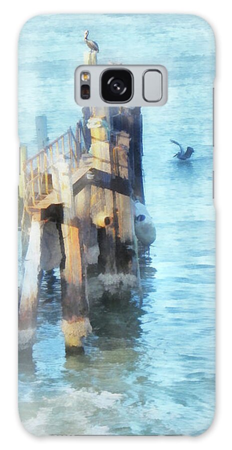 Birds Galaxy Case featuring the digital art Pelicans on the Waterfront by Frances Miller