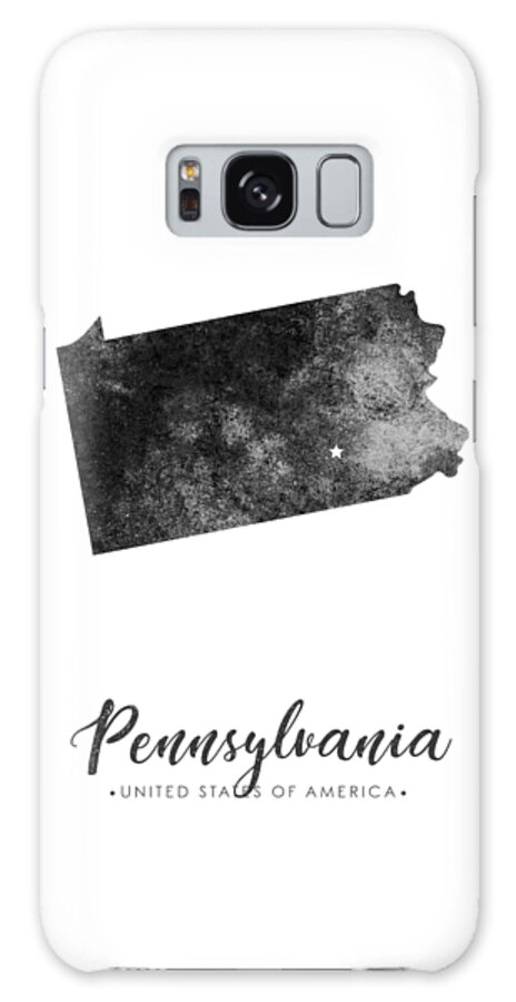 Pennsylvania Galaxy Case featuring the mixed media Pennsylvania State Map Art - Grunge Silhouette by Studio Grafiikka