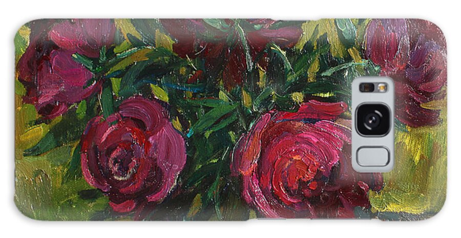 Peonies Galaxy Case featuring the painting Peonies by Juliya Zhukova