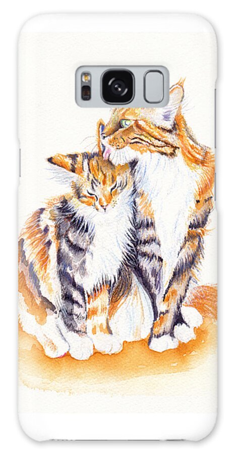 Cats Galaxy Case featuring the painting Perfectly Matched by Debra Hall