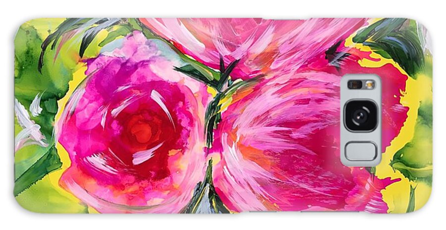 Peonies Galaxy Case featuring the painting Perfectly Pink Peonies by Bonny Butler