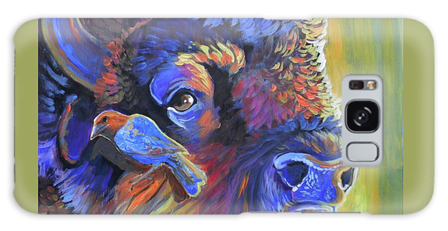 Bison Galaxy Case featuring the painting Pesky Cowbird by Jenn Cunningham