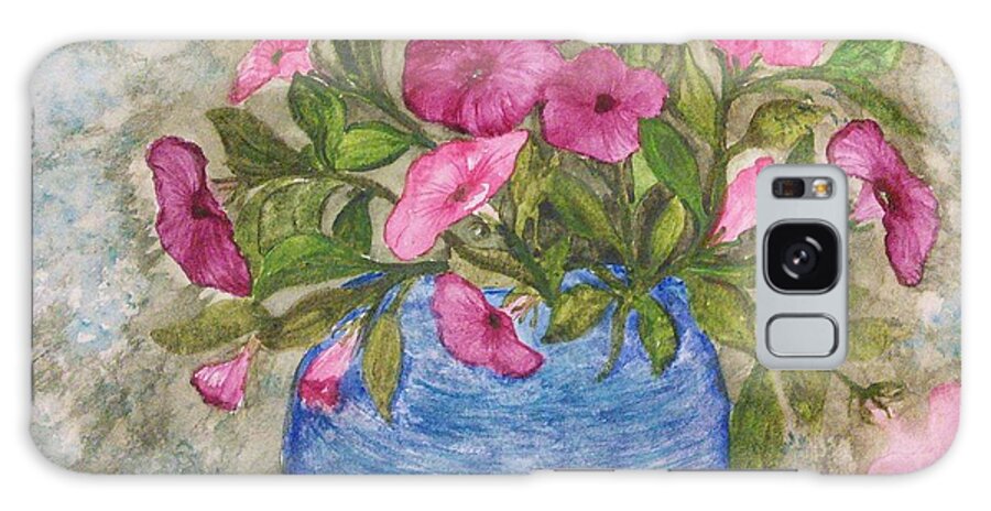 Pink And Purple Petunias Galaxy Case featuring the painting Petunias by Susan Nielsen