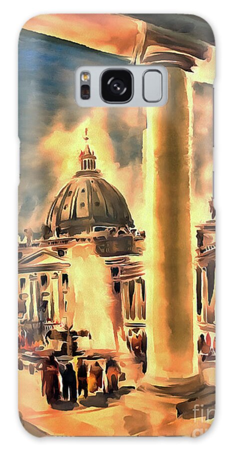  Architecture Galaxy Case featuring the painting Piazza San Pietro in Roma Italy by Odon Czintos