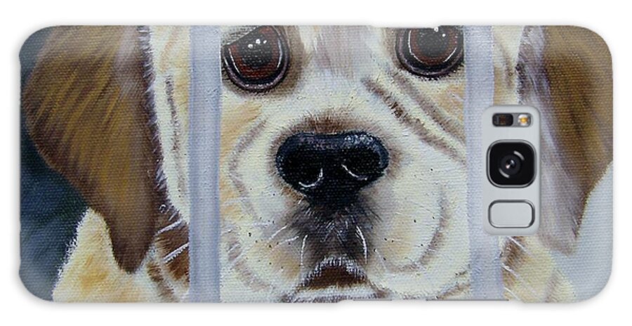 Golden Retriever Pup Galaxy Case featuring the painting Pick Me Golden Retriever Pup by Debra Campbell