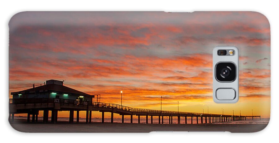 Port Aransas Galaxy S8 Case featuring the photograph Pier at sunrise Port Aransas TX by Brian Kinney
