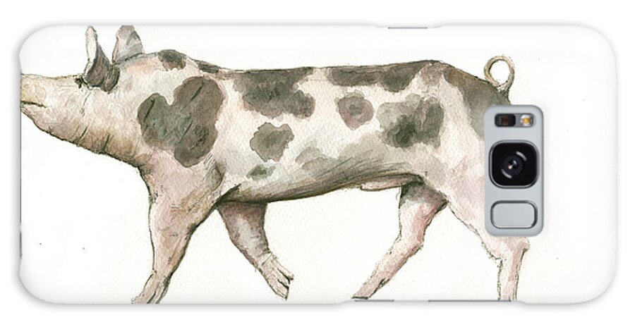 Hampshire Pig Galaxy Case featuring the painting Pietrain pig by Juan Bosco