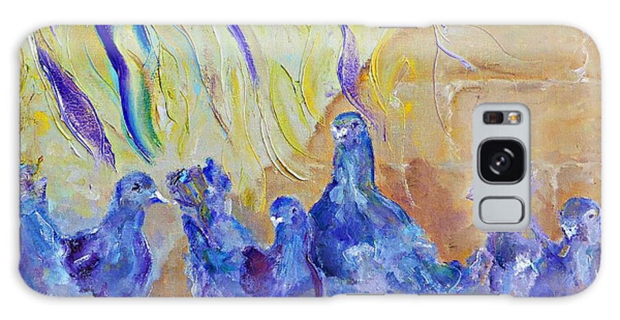 Pigeon Galaxy Case featuring the painting Pigeons by Amalia Suruceanu