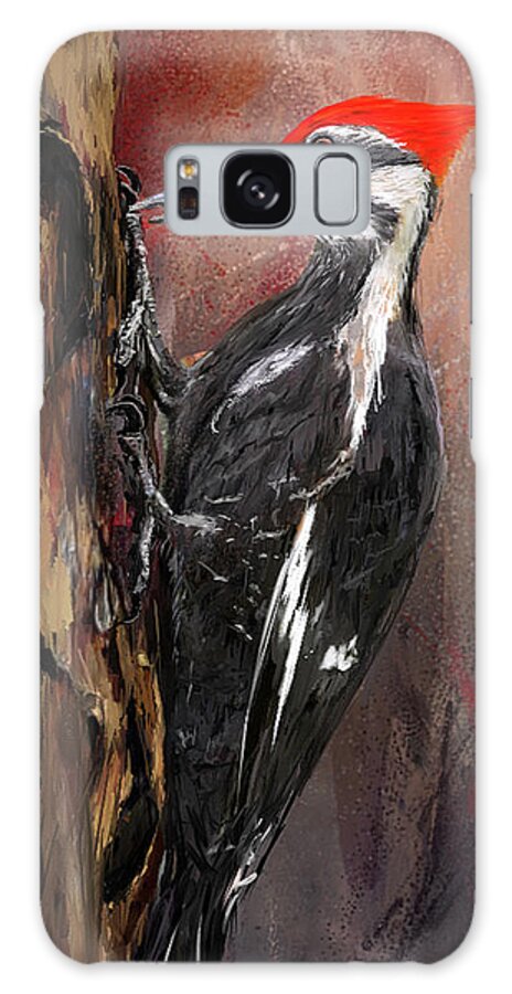 Pileated Woodpecker Galaxy Case featuring the painting Pileated Woodpecker Art by Lourry Legarde