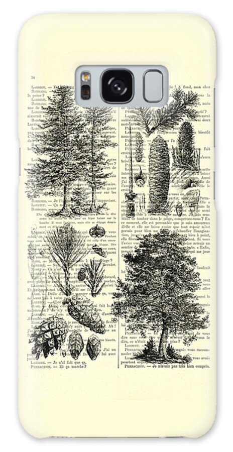 Pine Galaxy Case featuring the digital art Pine trees study black and white by Madame Memento