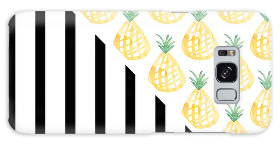 Pineapple Galaxy Case featuring the mixed media Pineapples and Stripes by Linda Woods