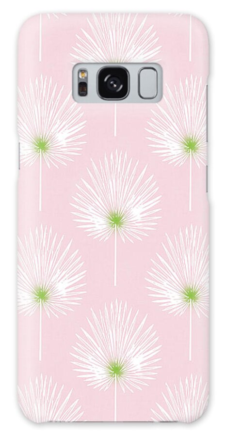 Tropical Galaxy Case featuring the mixed media Pink and White Palm Leaves- Art by Linda Woods by Linda Woods