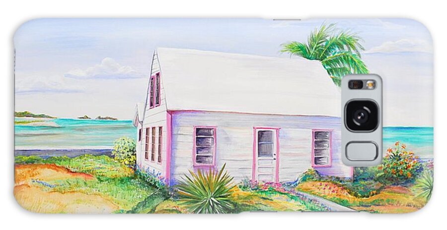 Seaside Cottage Galaxy Case featuring the painting Pink Cottage by Patricia Piffath