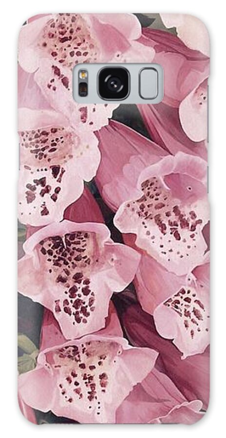 Garden Flower Galaxy Case featuring the painting Pink Foxglove by Laurie Rohner