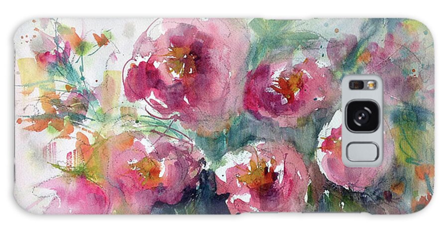 Watercolor Galaxy Case featuring the painting Pink Pops by Judith Levins