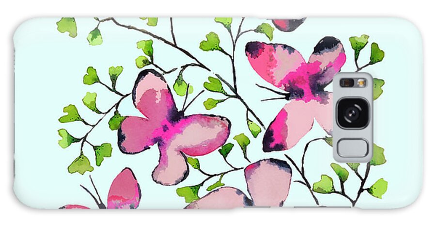 Butterfly Art Galaxy Case featuring the painting Pink Profusion Butterflies by Roleen Senic