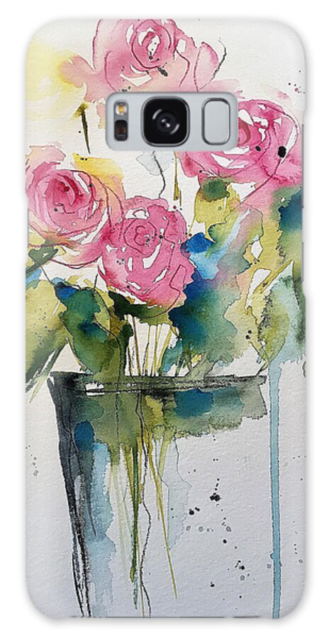 Garden Galaxy Case featuring the painting pink Roses Part 1 by Britta Zehm