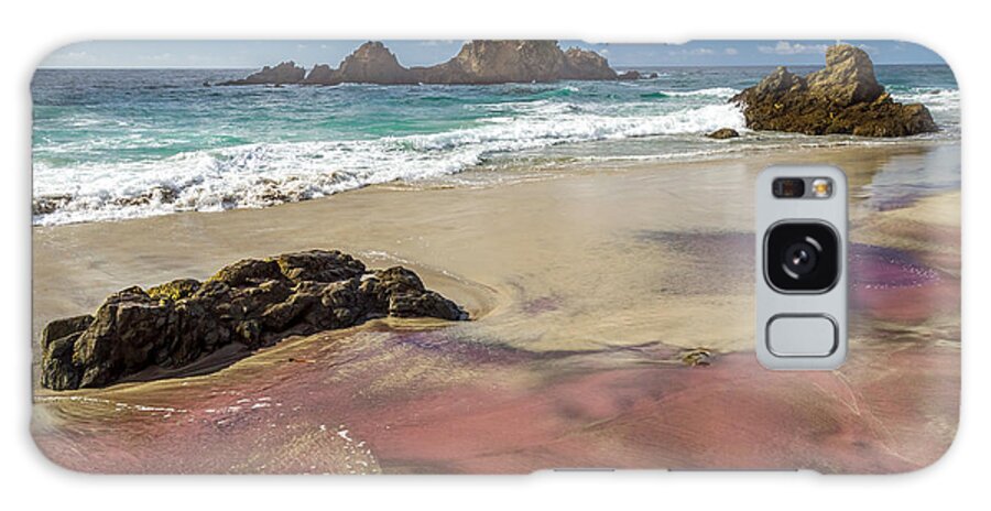 Pink Galaxy Case featuring the photograph Pink sand beach in Big Sur by Pierre Leclerc Photography